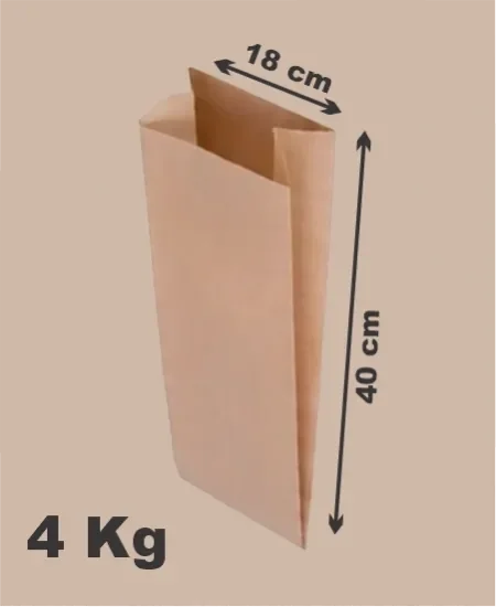 Saco Kraft para Alimentos 4 kg – Bolsa de Papel Kraft Natural 18 × 40 cm – Embalaje 500 Unidades