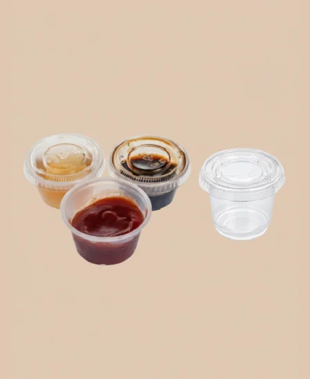 Pocillo Plástico de 1,5 oz con Tapa Antiderrame | Envase Desechable para Salsas, Aderezos y Muestras (1x2500)