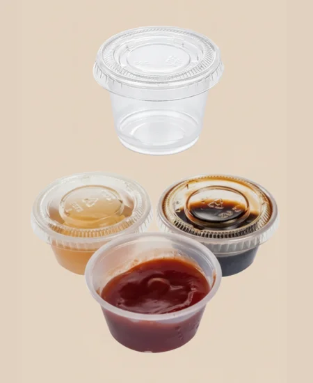 Pocillo Plástico de 1 oz con Tapa | Envase Desechable para Salsas, Aderezos y Muestras (1x2500)