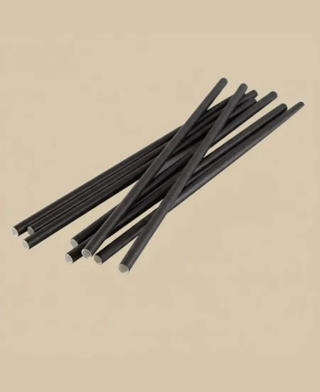 Bombilla de Papel Negra 8×197 mm Biodegradable – Pack de 200 Unidades