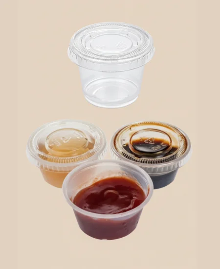 Caja de Pocillo Plástico de 3,25 oz con Tapa | Envase Desechable para Salsas, Muestras y Delivery (1x2500)