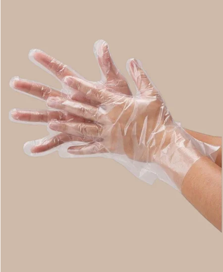 Guantes de plastico de Polietileno Desechable Transparente - Paquete de 100 Unidades